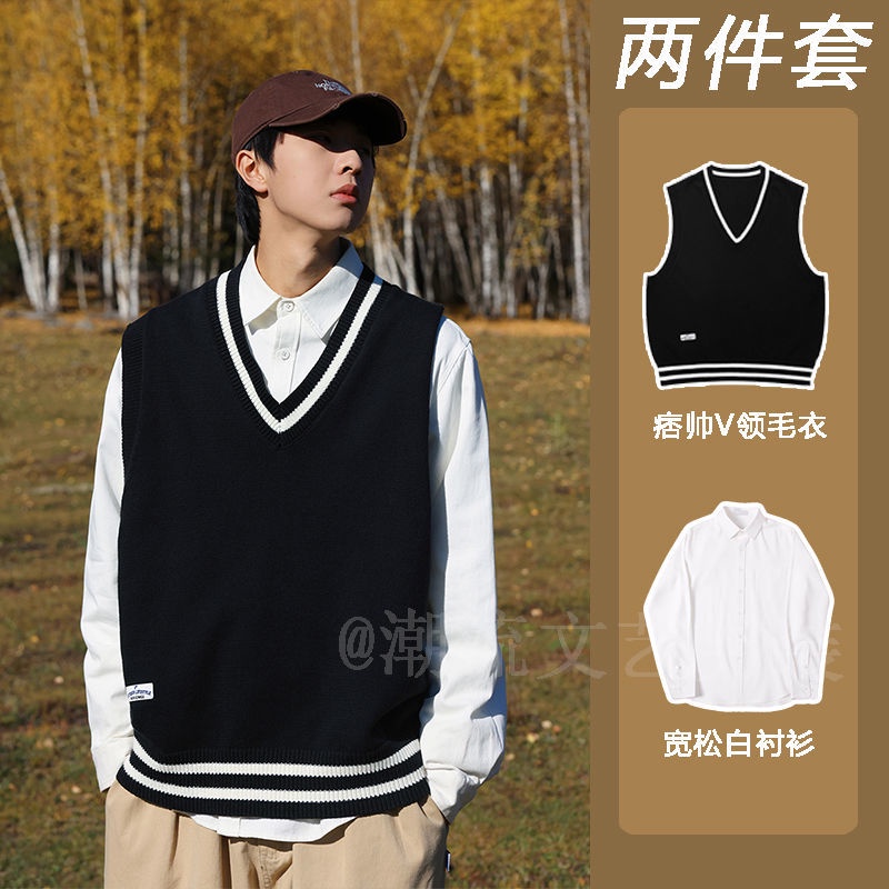 Áo Sweater Dệt Kim Cổ Chữ V Dáng Rộng Phong Cách Hàn Quốc Thời Trang Mùa Thu 2022 Cho Nam Và Nữ