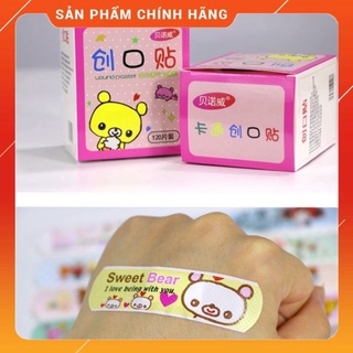  Hộp 100 băng gâu y tế cute nhiều hình 
