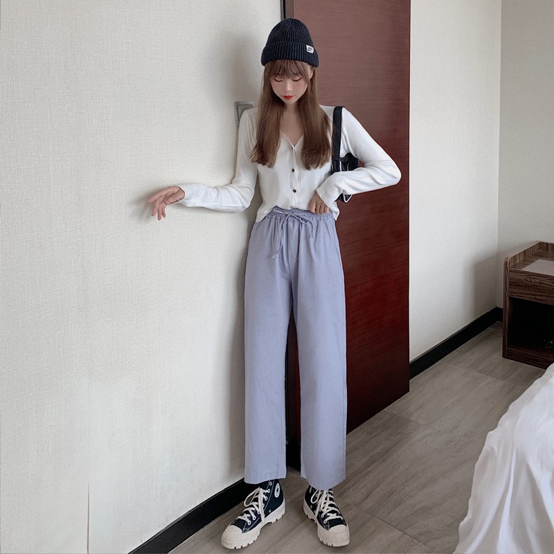 Quần dài SUXI ống rộng phong cách Hàn Quốc thời trang mùa thu cho nữ