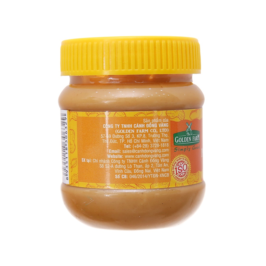 Bơ Đậu Phộng Hạt Peanut Butter Crunchy Golden Farm dùng làm bánh, ăn kèm bánh mì, xôi hoặc nấu ăn