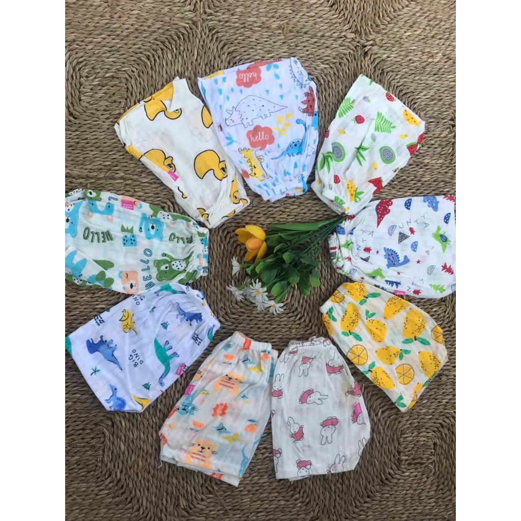 Combo 5 bộ cộc tay cotton giấy bé trai, bé gái size 4-15kg