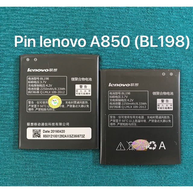 Pin lenovo A850 zin theo máy kí hiệu trên pin BL198