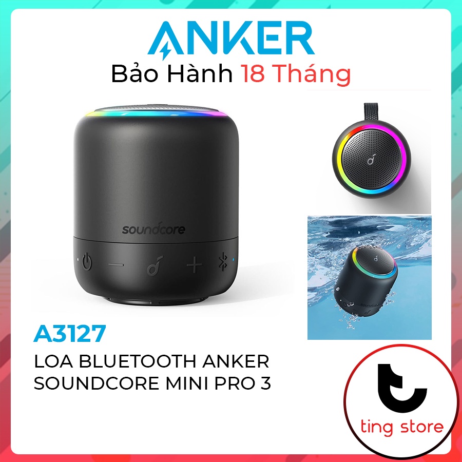 Loa Bluetooth Mini Anker Soundcore Mini 3 Pro - Loa Mini Đèn Led Chống Nước - A3127