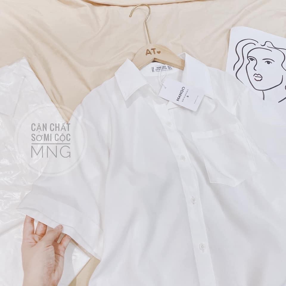 shoplao ❦✕☾ ÁO SOMI CỘC TAY MAN.GO (chữ hàn)