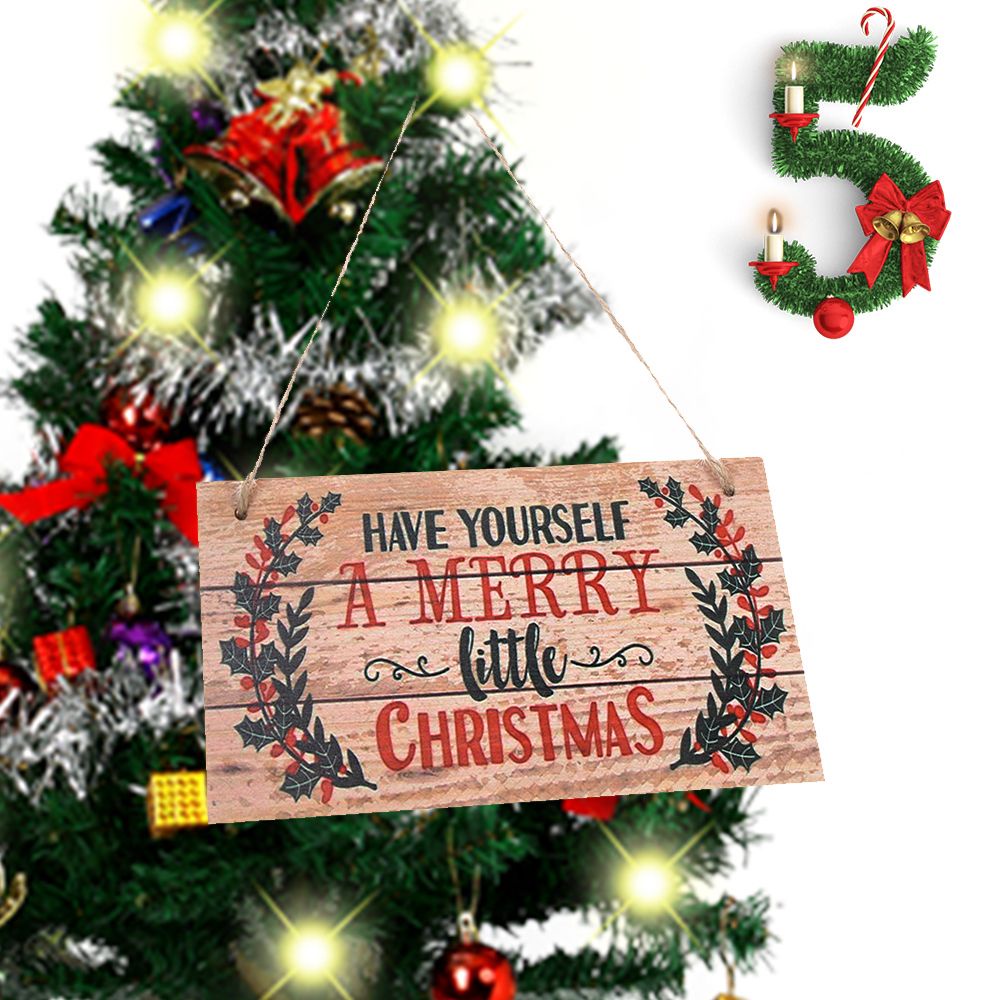 Bảng Gỗ Treo Cửa In Chữ Merry Christmas Trang Trí Nhà Cửa/Giáng Sinh