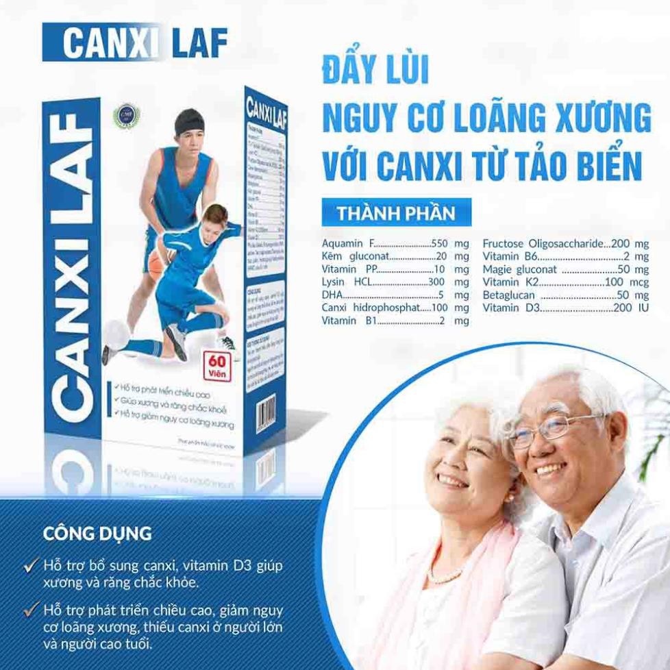 TĂNG CHIỀU CAO ❤️CHÍNH HÃNG👍 giảm loãng xương , bổ sung canxi từ tảo biển giúp xương chắc khỏe - CANXI LAF 60 VIÊN