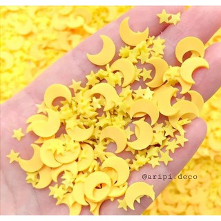 Miếng trang trí mặt trăng sao G31/ Cốm đất sét / Nguyên liệu slime resin trang trí