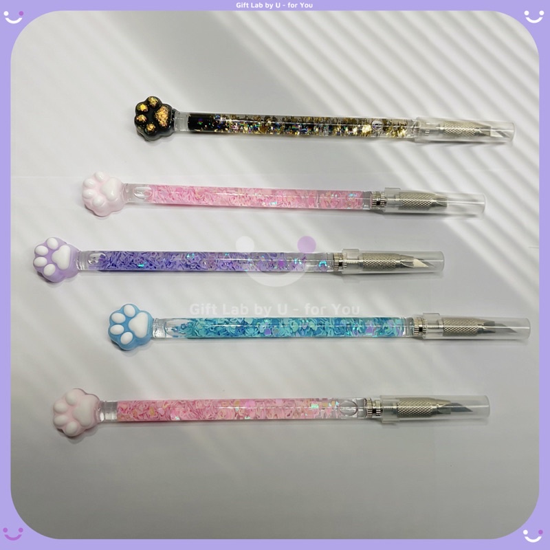 Dao unboxing Tóp Tóp rọc giấy cắt washi/sticker gel kim tuyến charm chân mèo dễ thương | handmade | U