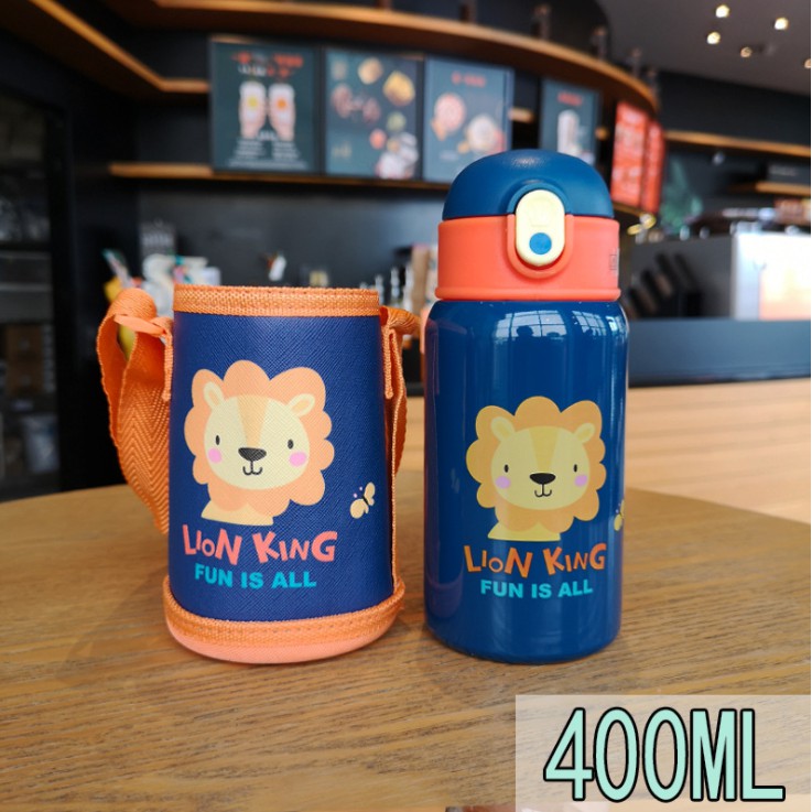 Bình inox siêu dễ thương kèm túi giữ nhiệt 400ml cho bé đi học
