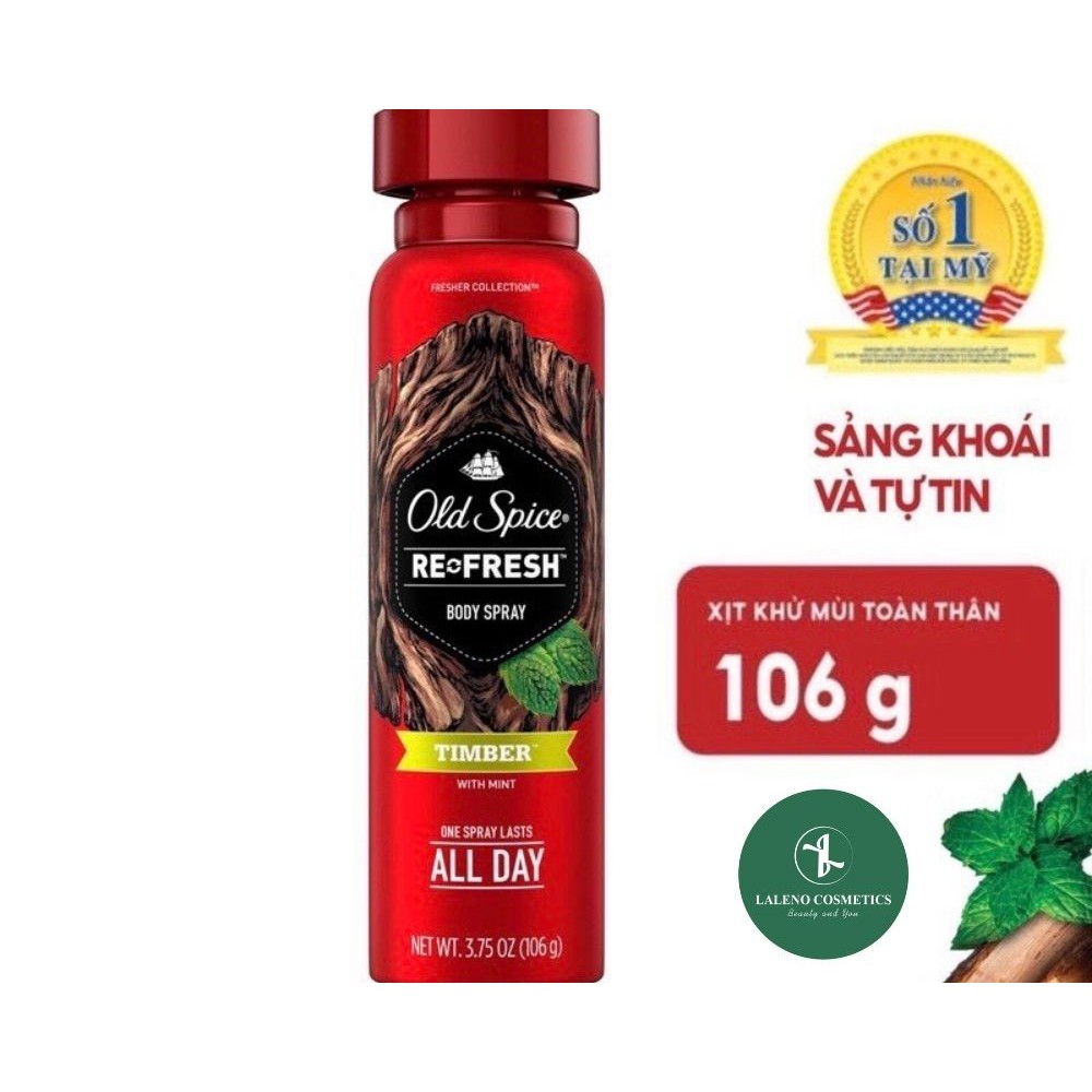 [USA] Xịt nước hoa toàn thân nam Old Spice 106g Wolfthorn | Fiji | Timber | Bearglove - Mỹ