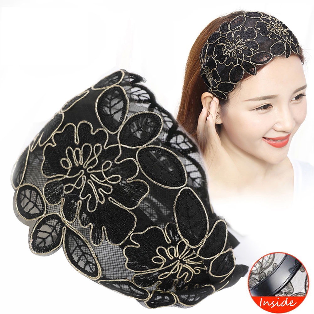 Cài tóc răng thưa bản rộng bằng lụa họa tiết hoa có thể điều chỉnh nhiều màu sắc tuỳ chọn phong cách vintage Hàn Quốc