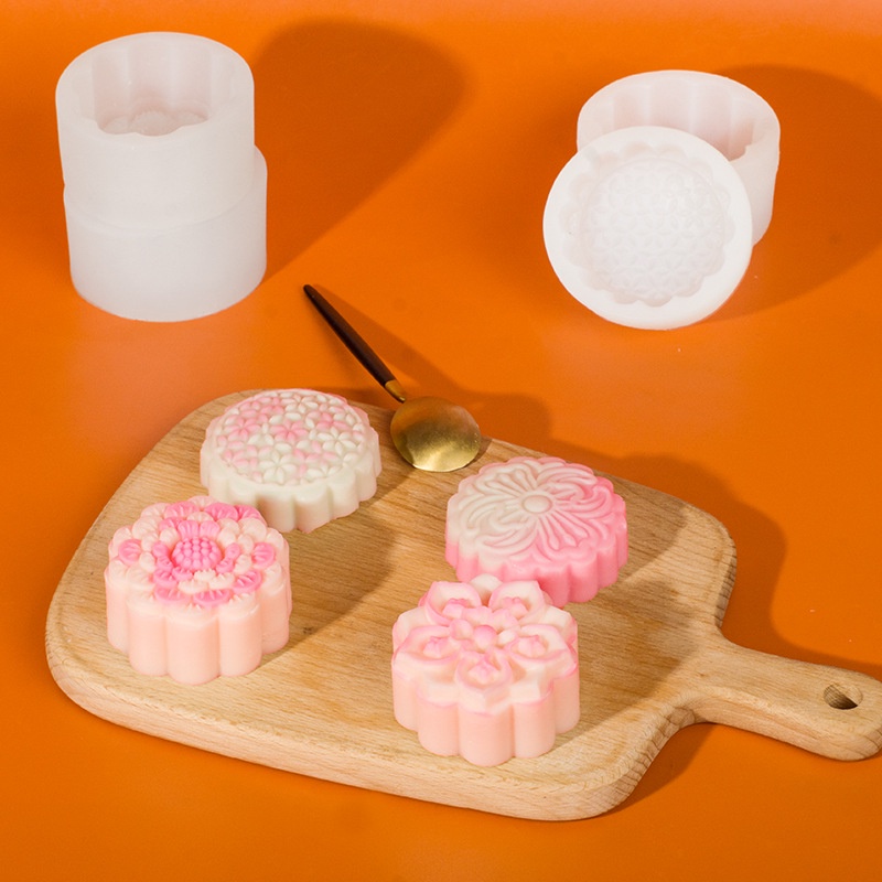 Khuôn Silicone Làm Bánh Trung Thu Hình Tròn / Bông Hoa / Trái Dứa