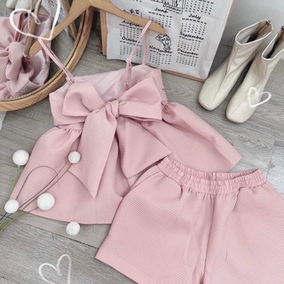 SET ÁO BABYDOLL NƠ XỐP MÀU PASTEL
