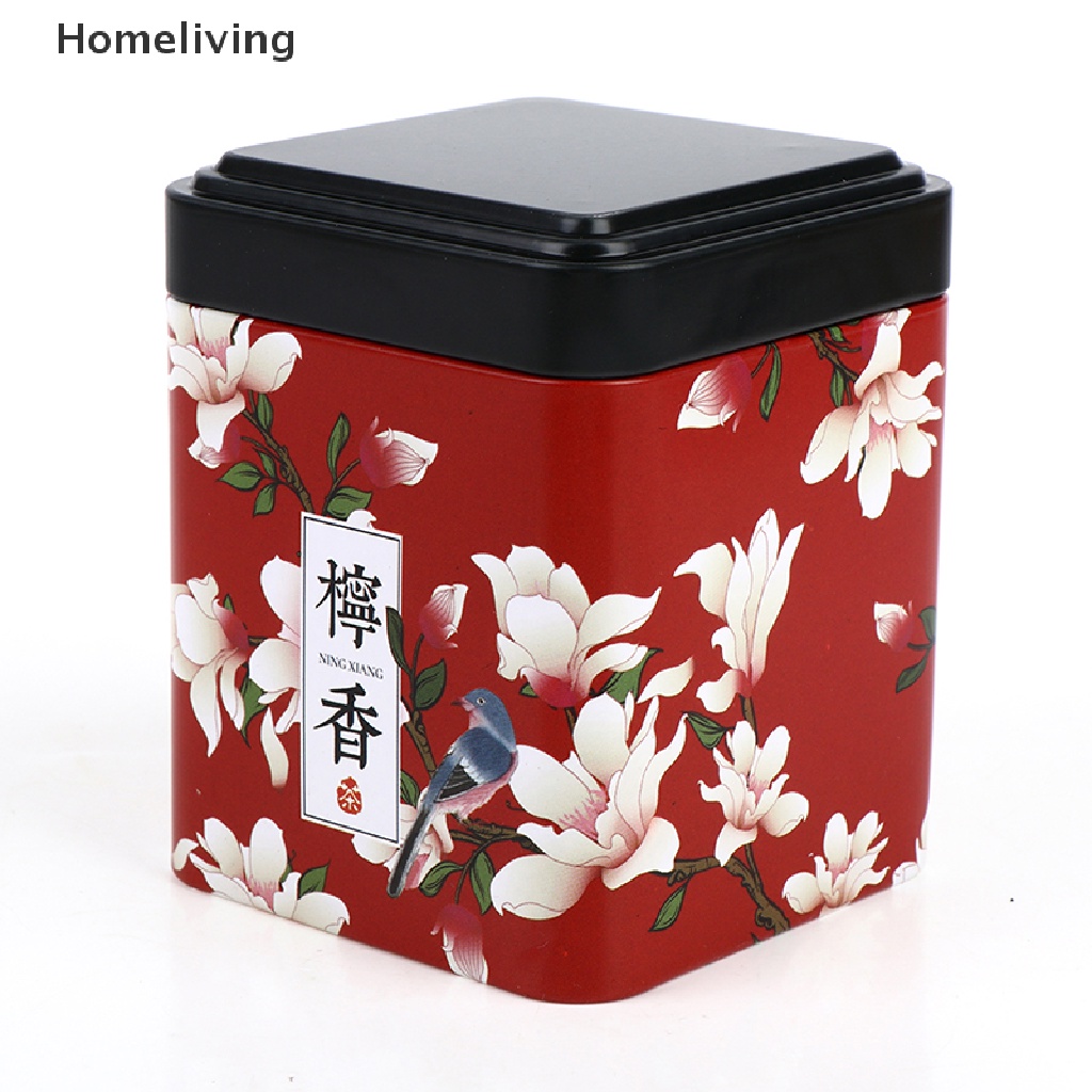 Hộp đựng trà/ kẹo bằng sắt hình vuông phong cách vintage