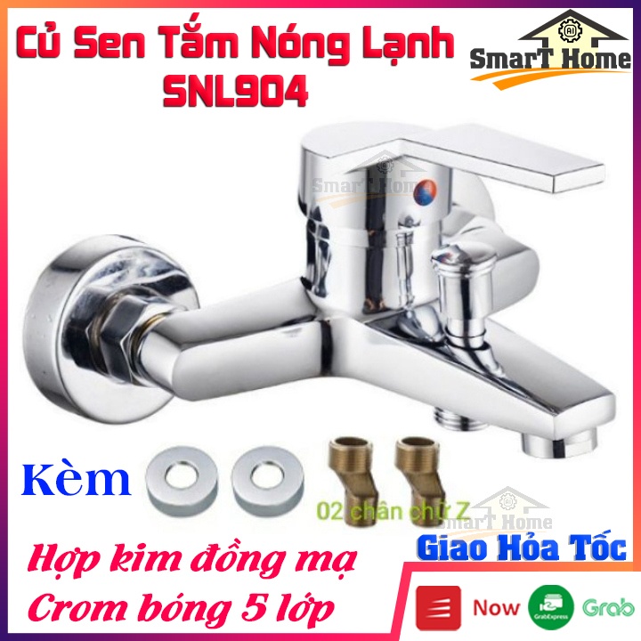 Củ Sen Nóng Lạnh Cao Cấp SNL904 Tặng Kèm 2 Chân Chữ Z - Gật Gù Nóng Lạnh Nhà Tắm Giá Rẻ Hợp Kim Đồng Mạ Crom Bóng 5 Lớp