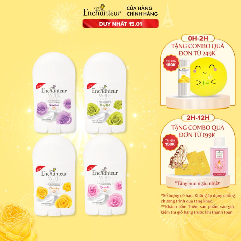 Sáp khử mùi trắng da Enchanteur Charming/ Romantic/ Delightful 40gr