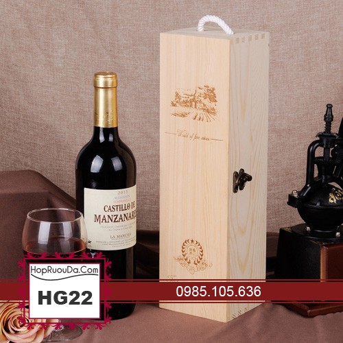 Hộp rượu gỗ đơn, hộp rượu giá rẻ HG22