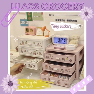 [ SẴN ] [ Tặng Stickers ] Tủ Để Bàn Đựng Đồ Dùng Học Tập Loại Nhựa Chắc Chắn Có Nút Kéo