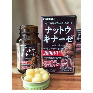 Viên uống hỗ trợ điều trị tai biến đột quỵ Orihiro Natto Kinase 2000FU 60 viên - chuyên sỉ hàng nội địa Nhật