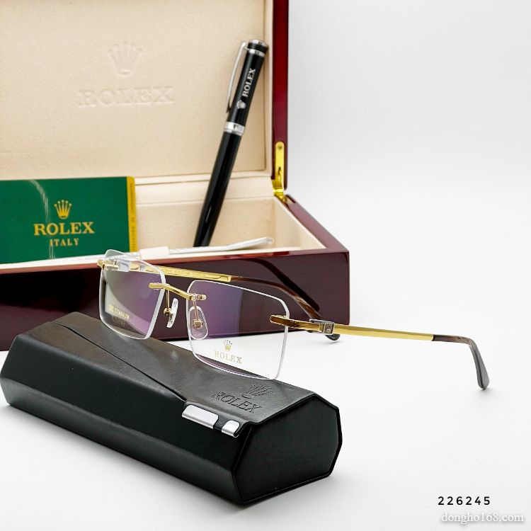 Kính Không Tròng, RO-LEX, Chất liệu Titanium mạ vàng 18k, Phiên bản cao cấp bảo hành 12 tháng - donghokinhmat168