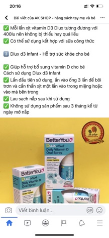Vitamin D3 Dlux xịt hàng chính hãng UK