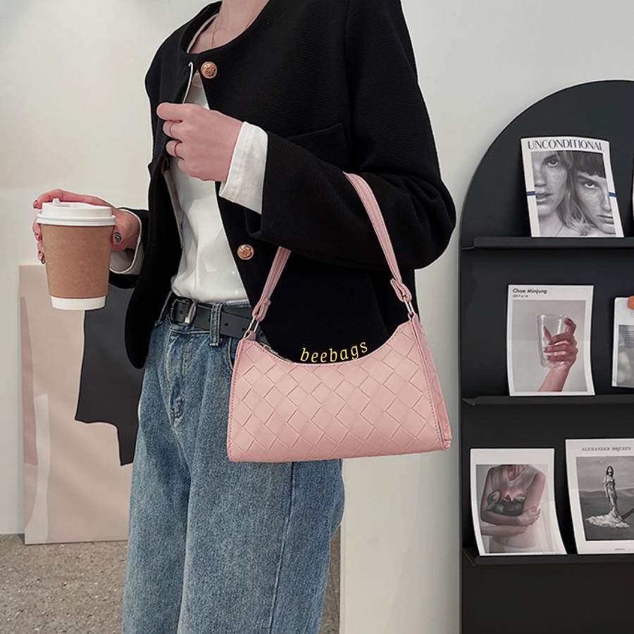 Túi Xách Kẹp Nách Kiểu Đan Len Màu Xanh, Hồng, Trắng, Đen Dễ Phối Đồ | TX13 | Túi Da Nữ Xinh Xắn Phù Hợp Mọi Outfit