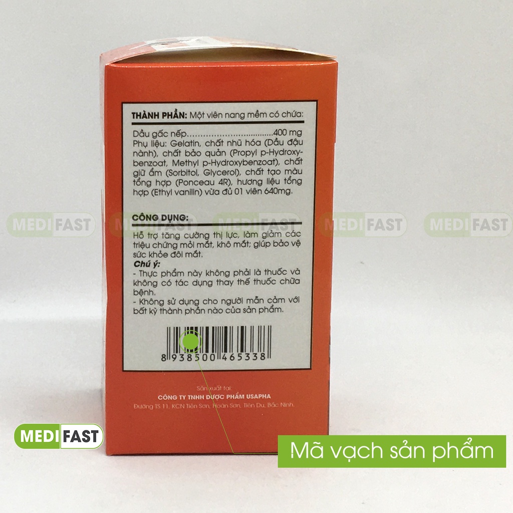 Dầu gấc Tuệ Linh - Giúp sáng mắt đẹp da - Chính hãng Tuệ Linh - Mẫu mới, hộp 60 viên