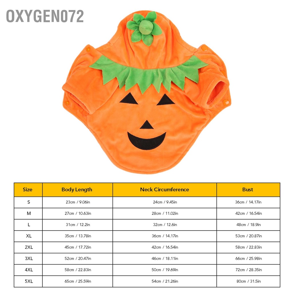 Oxygen072 Halloween Bí ngô cho chó Quần áo Dễ thương Ấm áp Trang phục Chó Lớn Trung bình Mùa Thu Đông