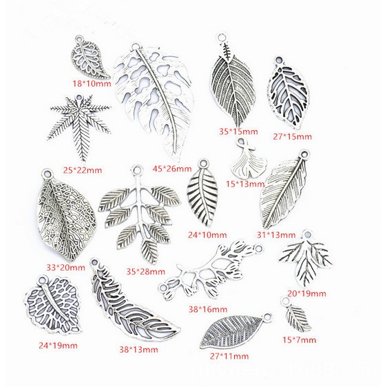 Set 16 Mặt Vòng cổ Bạc Hình Chiếc Lá Phong Cách Vintage