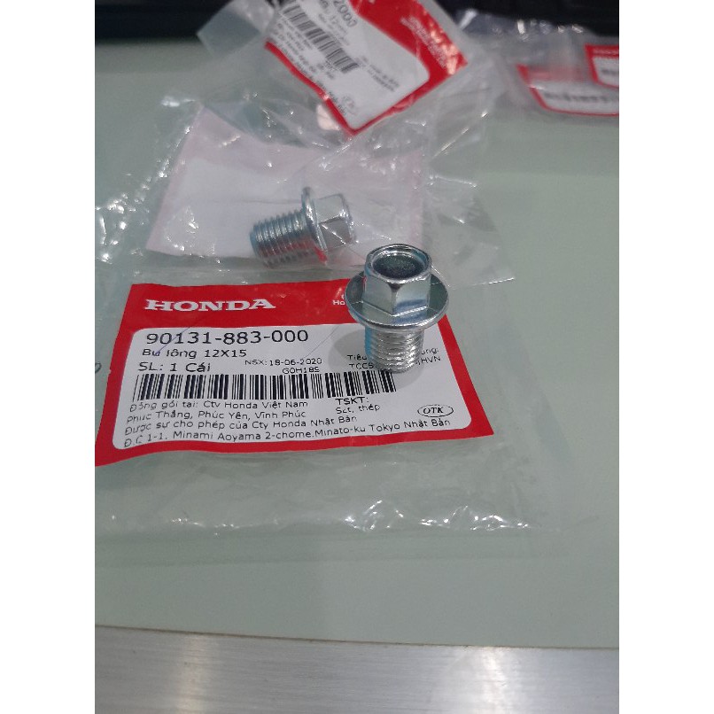 Ốc rốn xả dầu  long đen ôc xả dầu nhôm các dòng xe sh ab vision rsx wave honda  giác 17 .Ren 12  honda