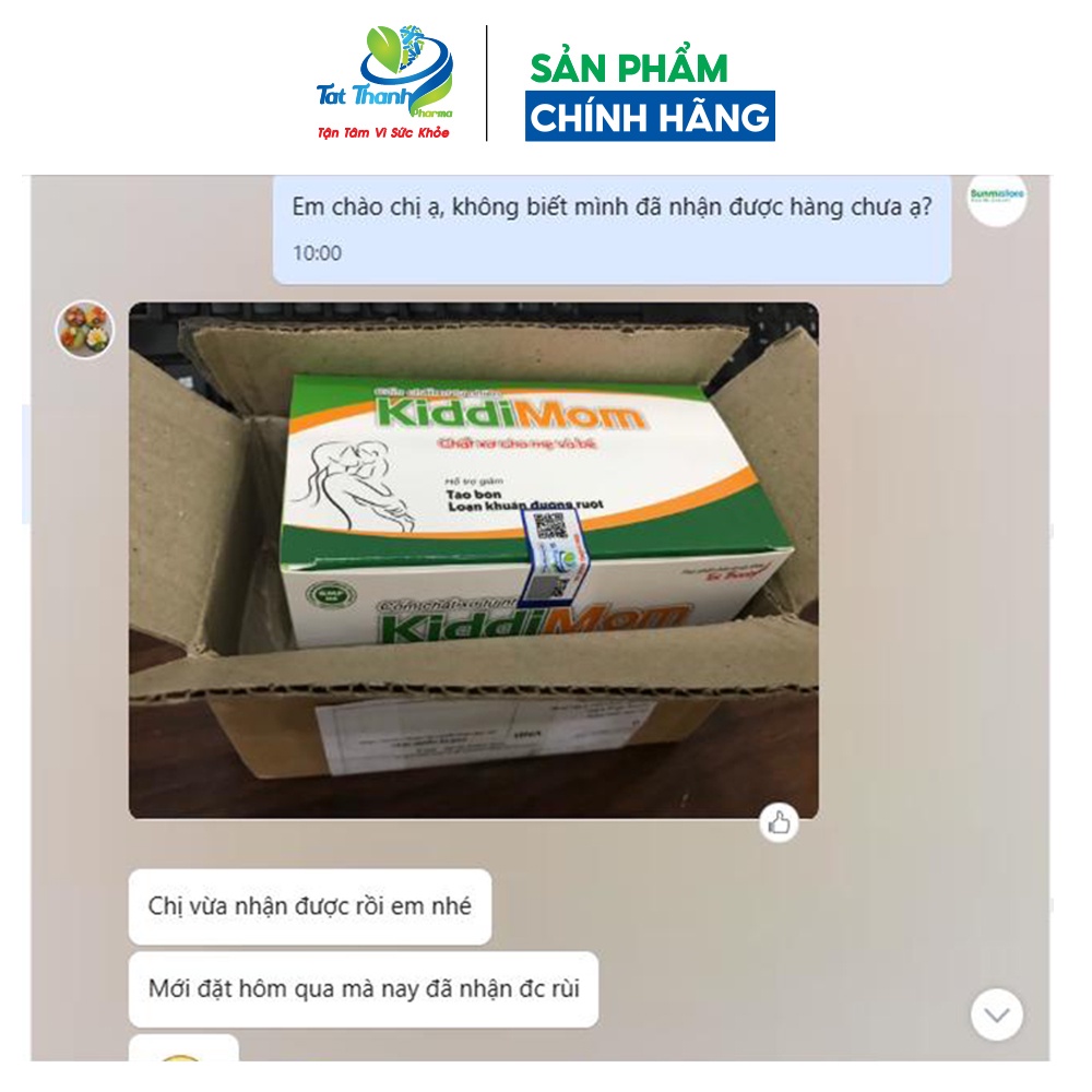 Cốm chất xơ tự nhiên KiddiMom Tất Thành Pharma cho mẹ và bé ngừa táo bón cải thiện đường ruột hộp 20 gói