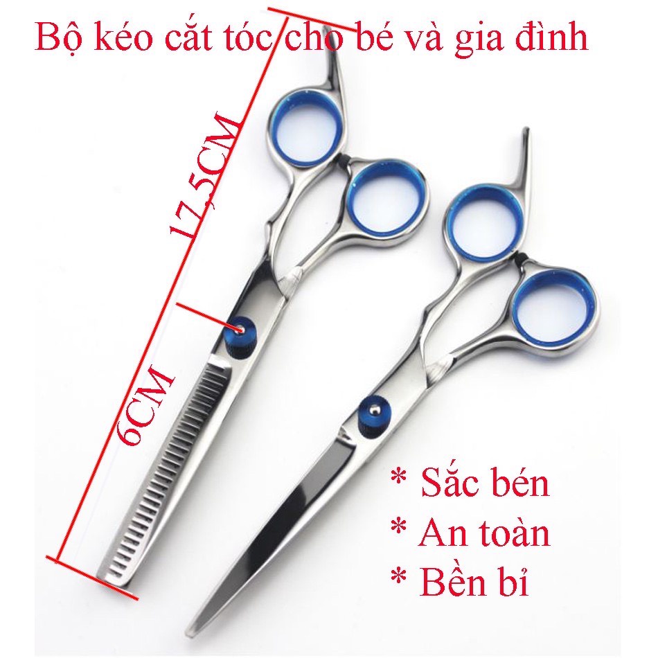 Bộ Kéo Cắt Tóc Bao Da Cao Cấp - Bao Gồm 6 Phụ Kiện