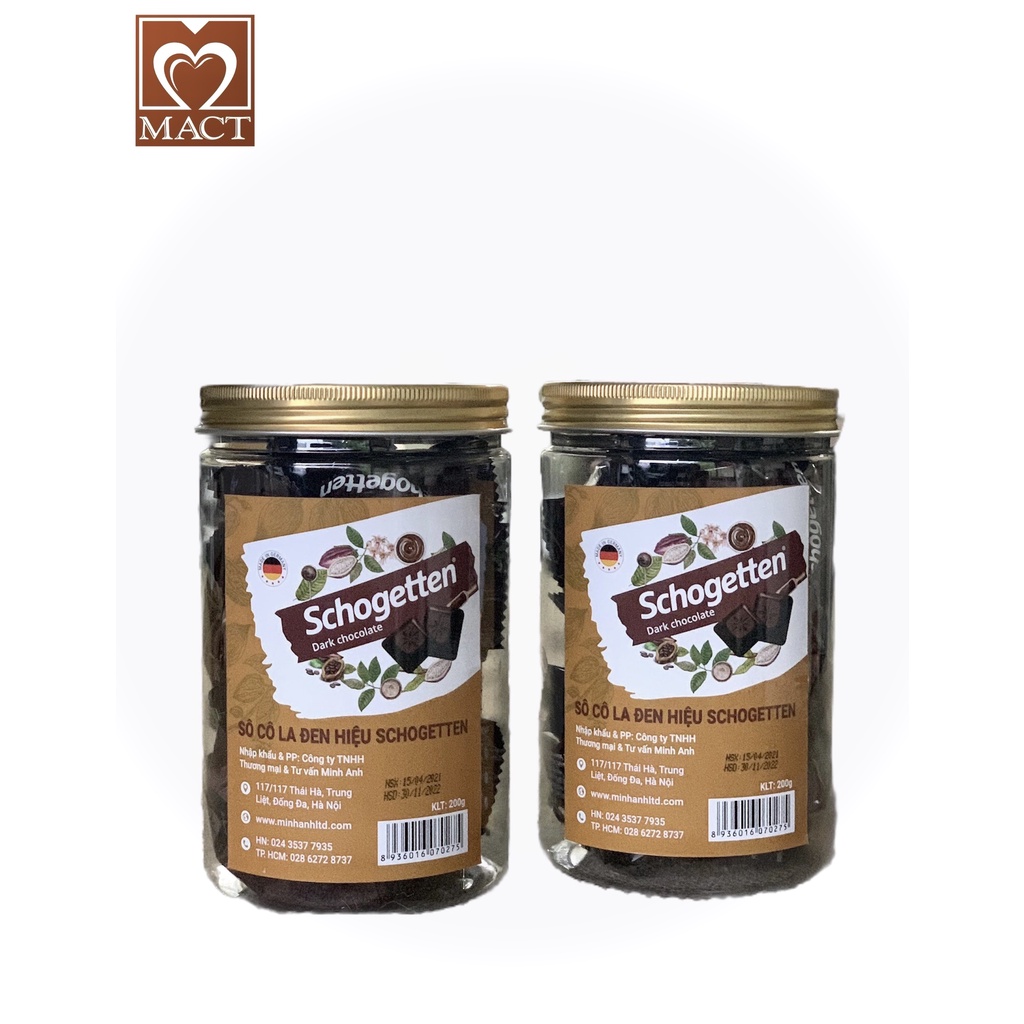 COMBO 2 hộp Sôcôla SCHOGETTEN - Vị Đắng Dark Chocolate - Hộp 200g gồm các viên socola rời