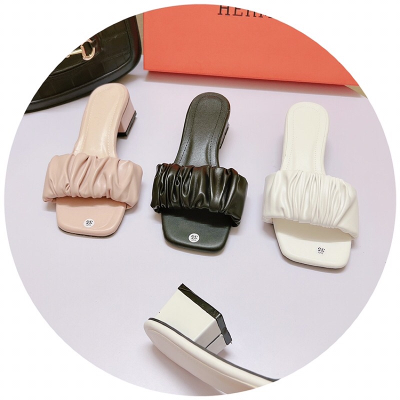 Guốc nữ quai nhún 4p da lì ảnh chụp thật cực dễ đi