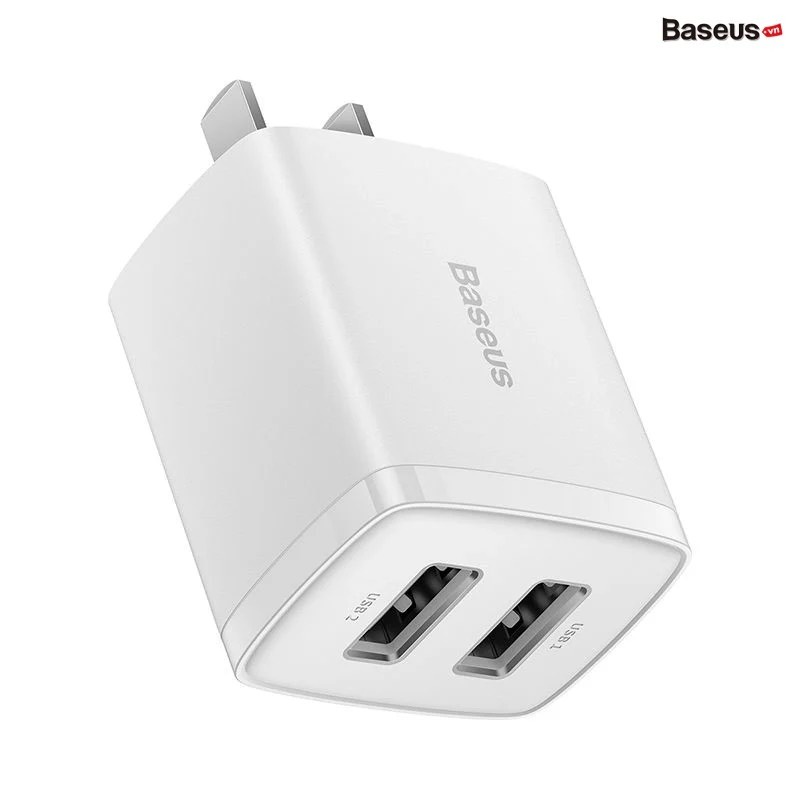 Củ Sạc Nhanh Baseus 2 Cổng USB 10.5W 5V 2A Cho Các Dòng Điện Thoại Và Máy Tính Bảng Cho IP Samsung Oppo Huawei Xiaomi