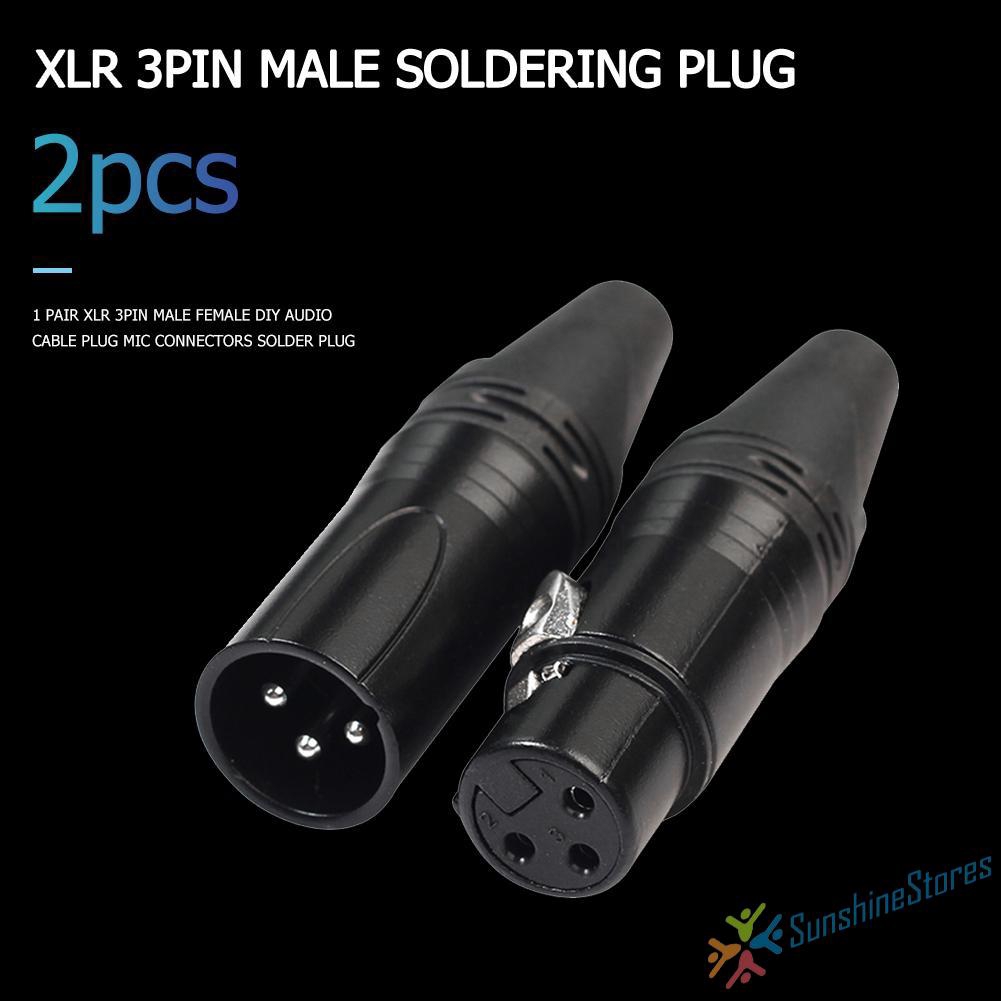 1 Pair XLR 3Pin Male Female DIY Audio Cable Plug Mic Connectors Solder Plug