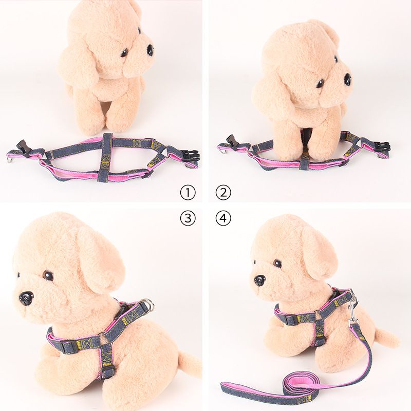 Dây Dắt Kèm Đai Yếm Demin Cho Chó Mèo