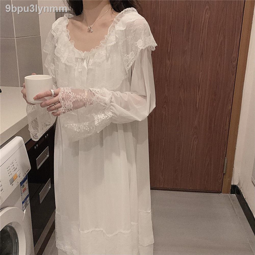 váy ngủ xuân hè nữ sinh trong kiểu công chúa dễ thương ren cung điện dài qua đầu gối Bộ cổ tích gợi cảm
