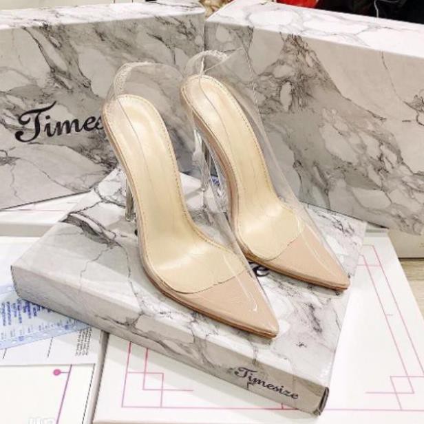 (Có sẵnH) Giày cao gót mica êm chân gót 10p fullbox