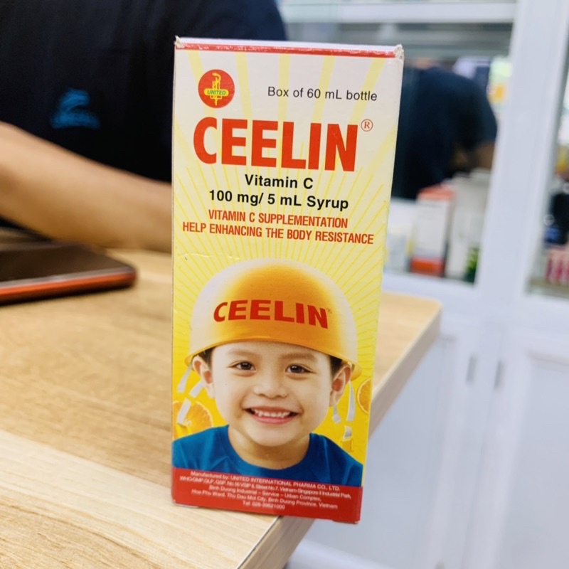 Siro Ceelin United International Pharma Phòng Thiếu Vitamin C Ở Trẻ Em Chai 60 Ml