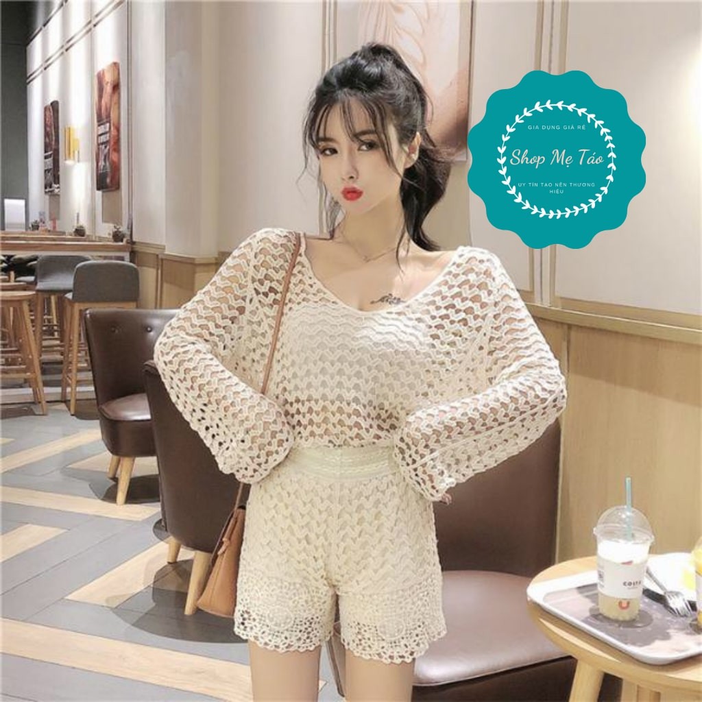Áo lưới tim trùm mông đi biển, áo choàng, ren lưới mặc kèm bikini đi biển siêu HOT 2021 | BigBuy360 - bigbuy360.vn