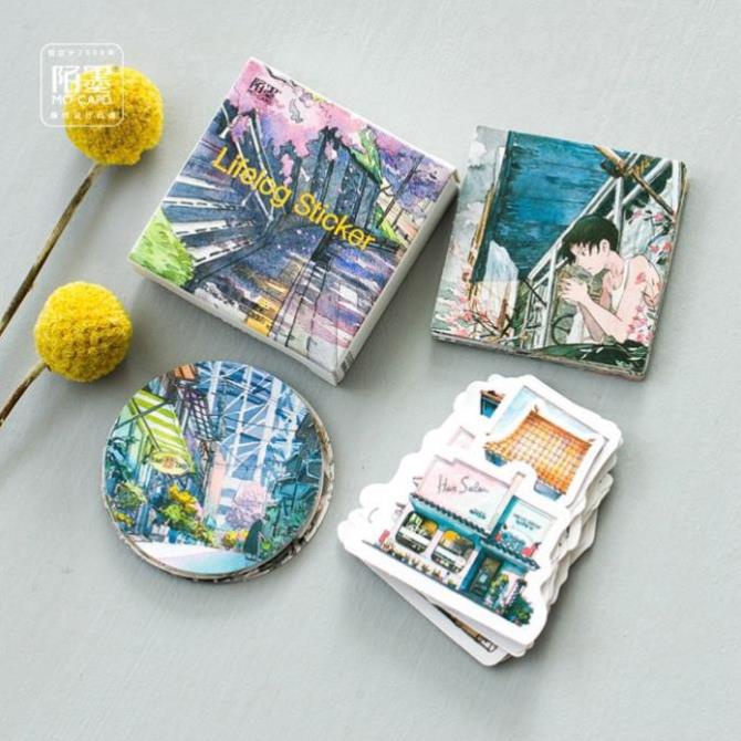 Set 45 sticker dán trang trí họa tiết xinh xắn E89