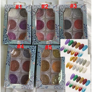 Sét nhũ rắc siêu sáng đẹp trang trí móng cực đẹp và chất - 1 sét 6 hũ