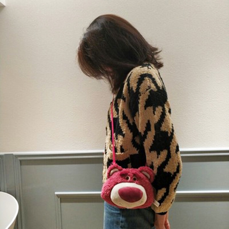 Túi Đeo Chéo Hình Gấu / Dâu Tây Nhồi Bông Dễ Thương Cho Nữ