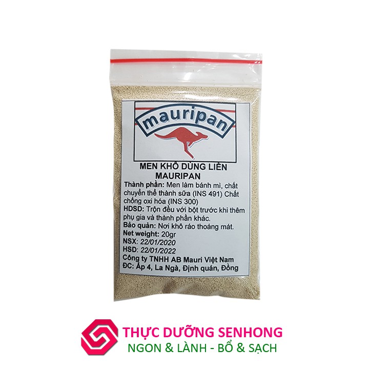 Men khô mauripan (20gr) Men khô dùng làm bánh mỳ, bánh bao, piza