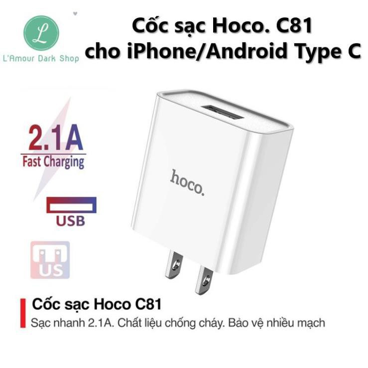 Hoco Cốc sạc Hoco C81 sạc nhanh 2.1A an toàn dành cho iPhone và Android
