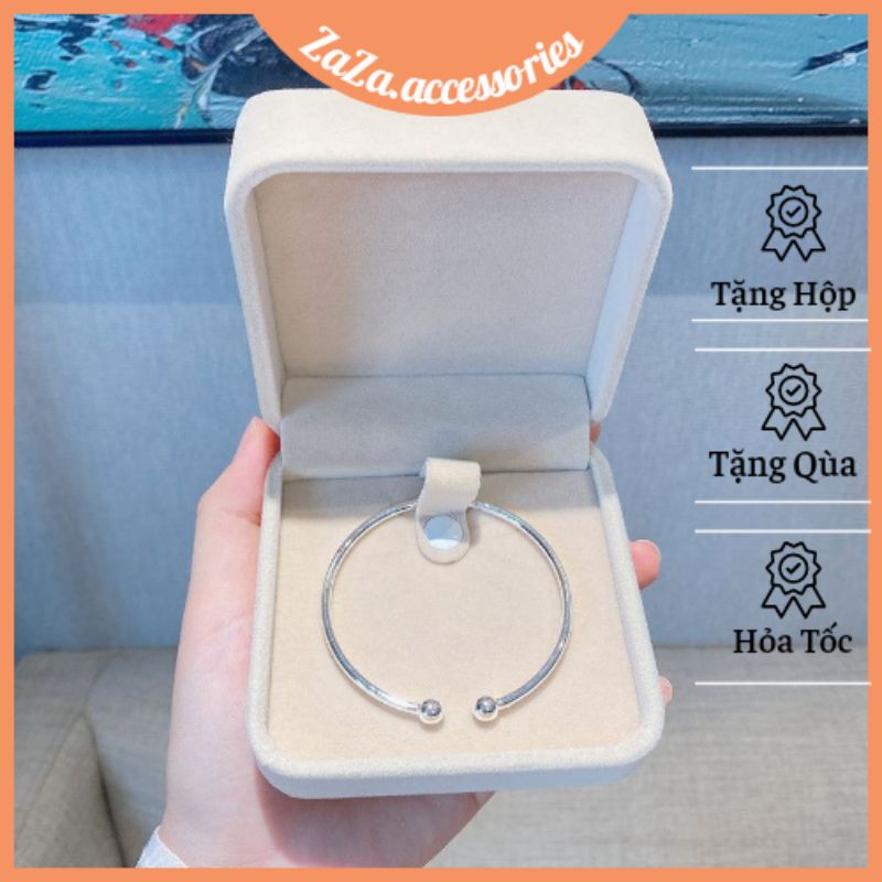 Vòng tay bạc S925 - Lắc tay nam nữ bạc Ý Cuff vòng kiềng đơn giản, thanh lịch Zaza accessories