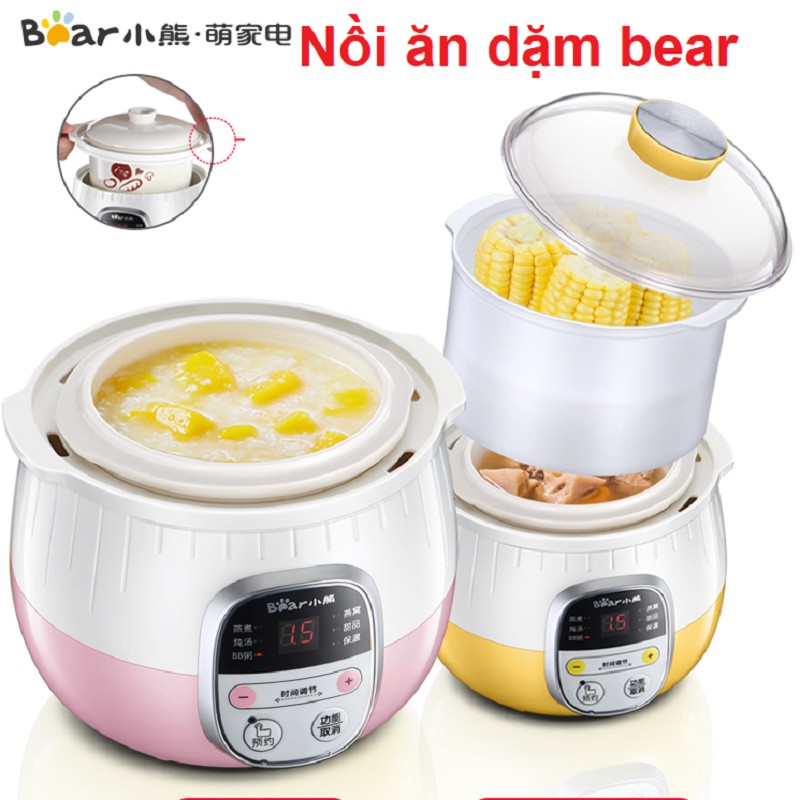 Nồi nấu cháo chậm ninh hầm cách thuỷ cho bé Chính Hãng Bear B08C1 Nồi nấu hấp ninh hầm thố sứ chưng yến