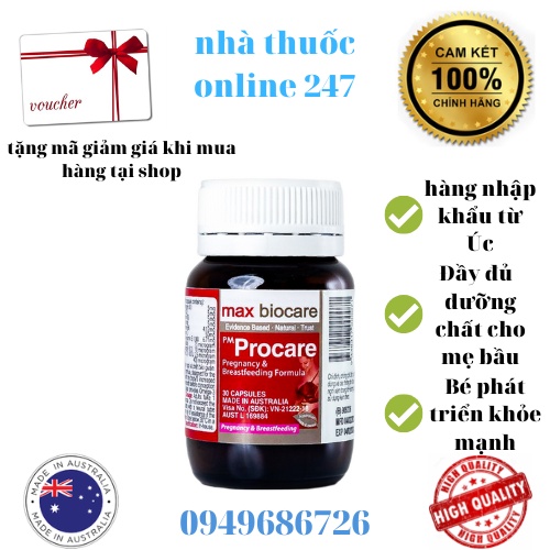 PM Procare max biocare lọ 30 viên Bổ sung đầy đủ vitamin cho mẹ bầu thumbnail