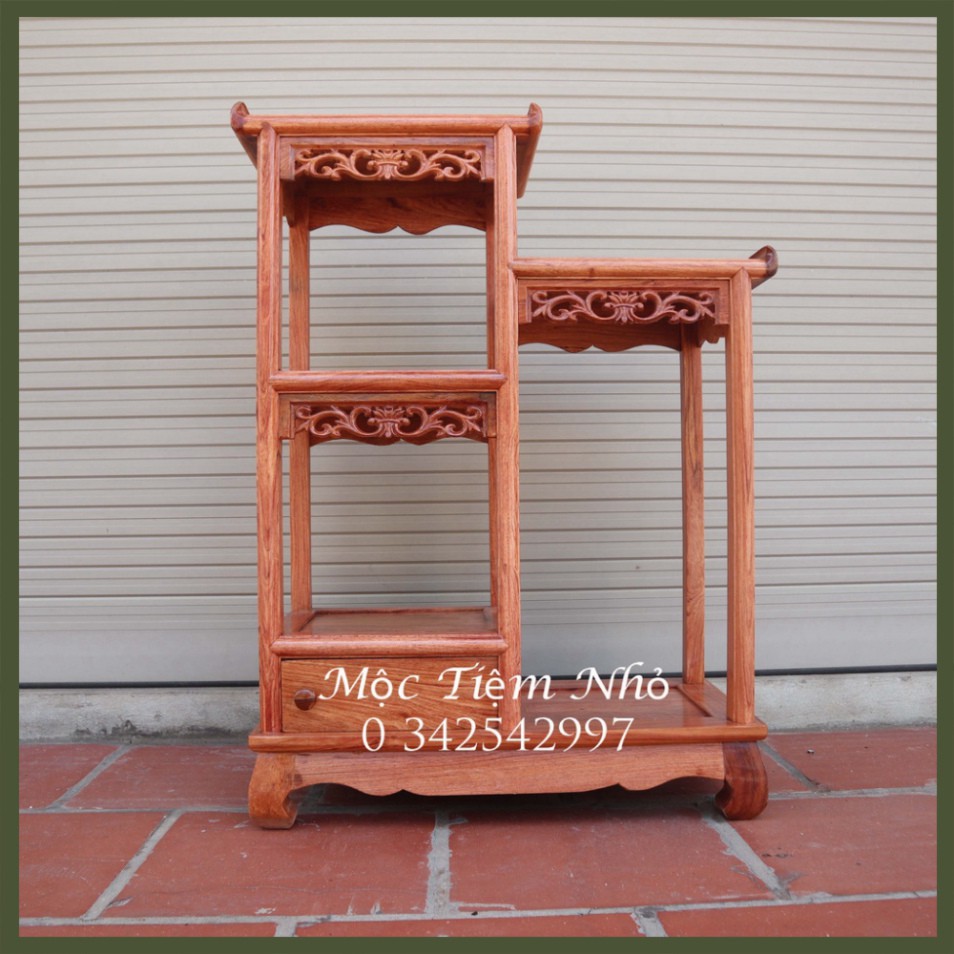 Kệ gỗ nhị sơn bày đồ trang trí gia đình gỗ hương Cao 81 Rộng 61